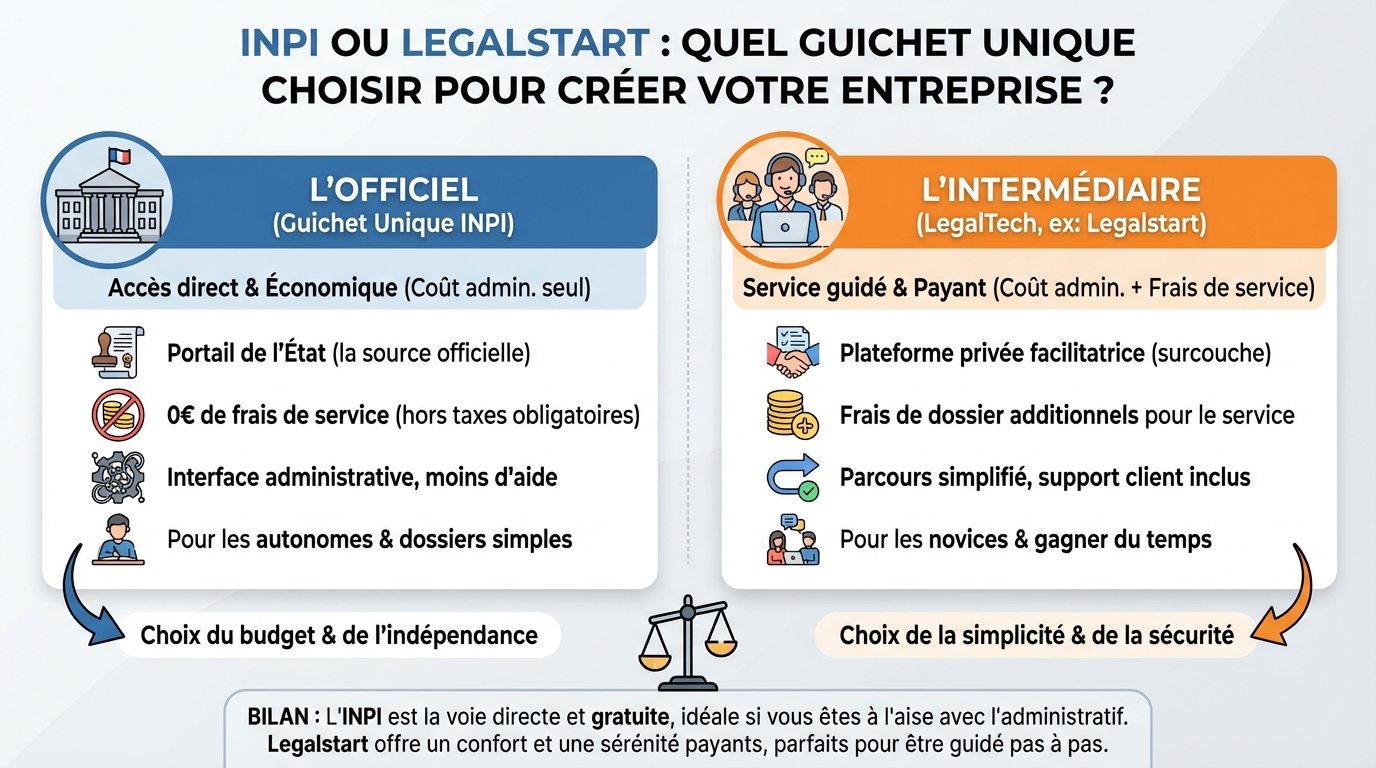 Inpi ou legalstart : quel guichet unique choisir ? 1 Comparaison entre INPI et Legalstart