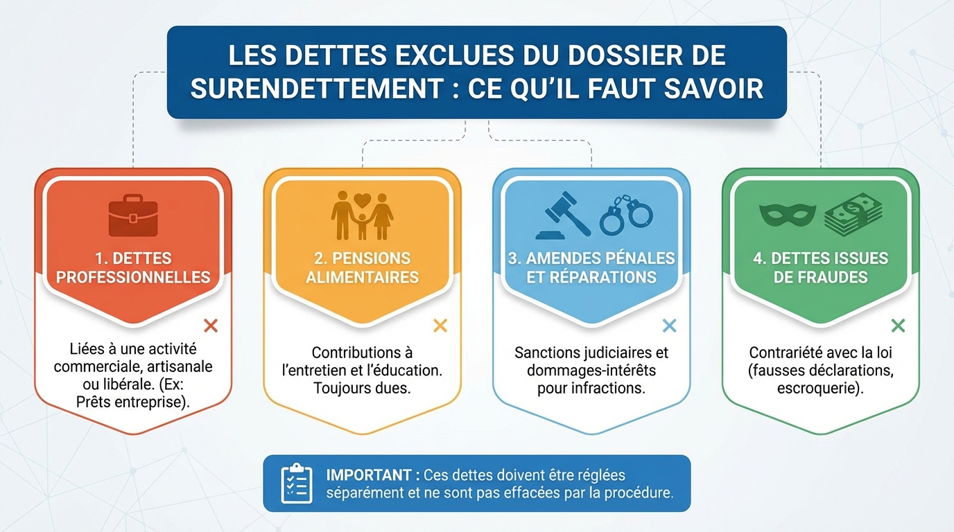 Les dettes exclues du dossier de surendettement : ce que vous devez savoir 1 Les types de dettes exclues