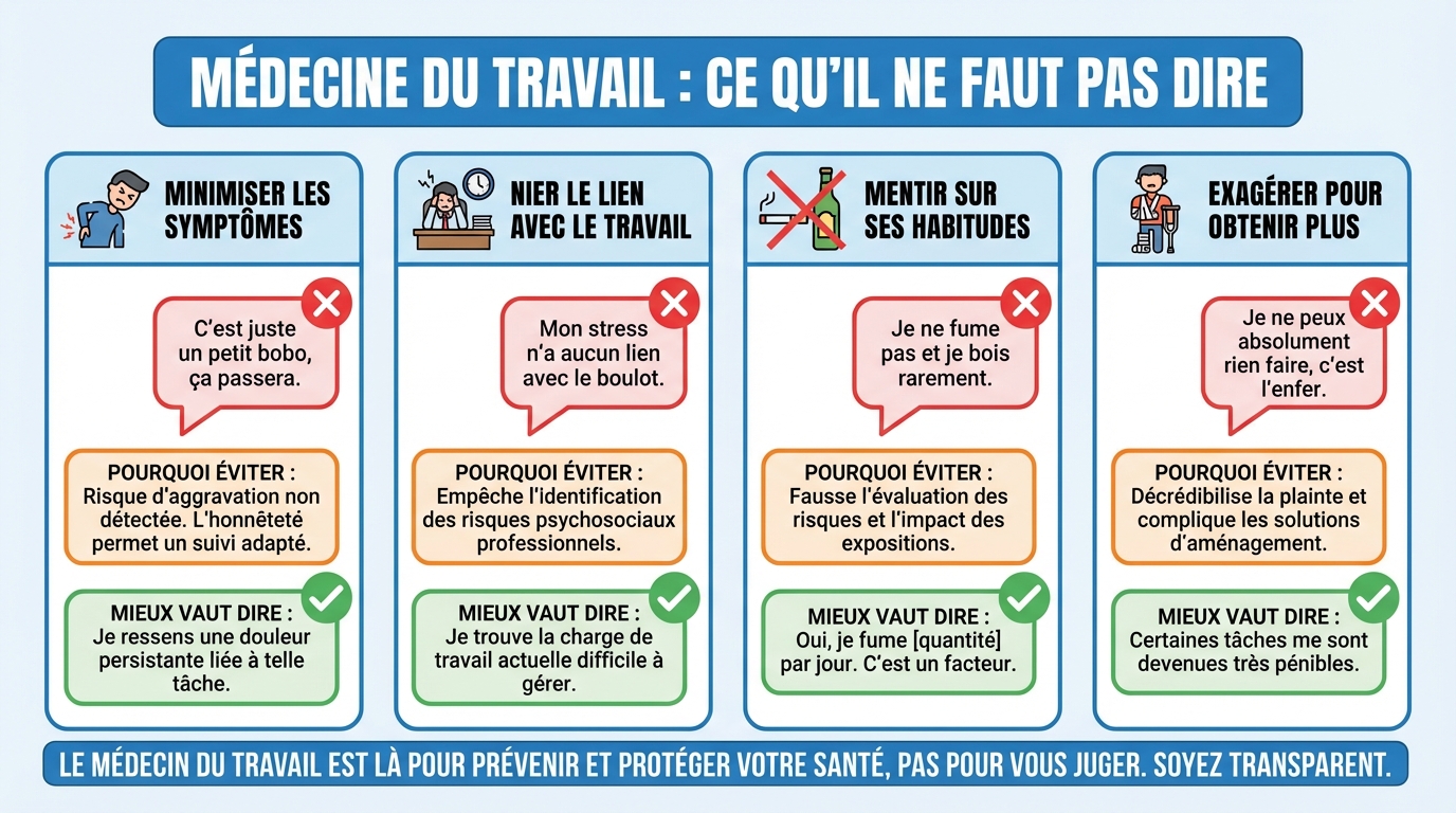 Médecine du travail : ce qu'il ne faut pas dire 1 Les erreurs fréquentes à éviter