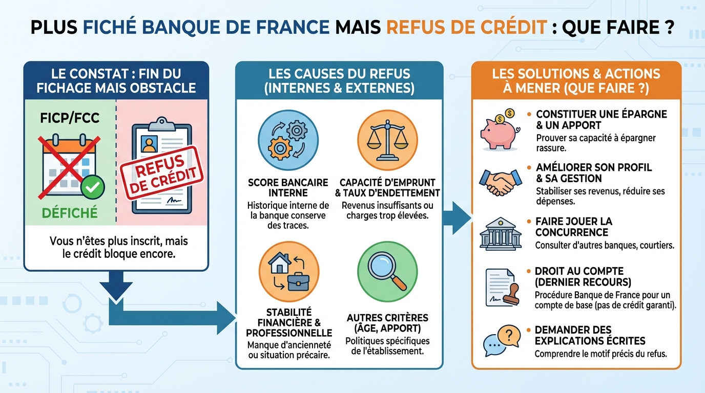 Plus fiché banque de france mais refus de crédit : que faire ? 1 Solutions en cas de refus