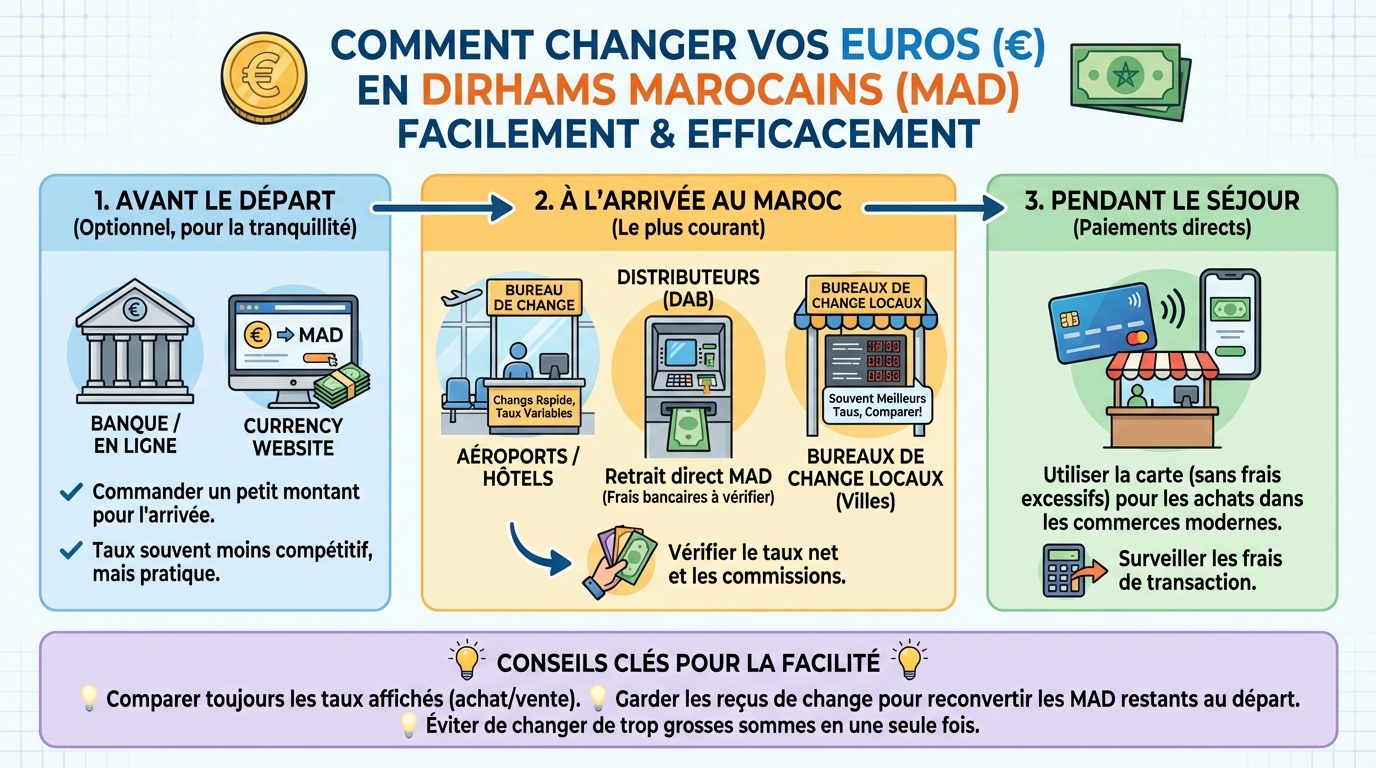 Comment changer des euros en dirhams marocains facilement 1 Comment effectuer un changement d'euros en dirhams