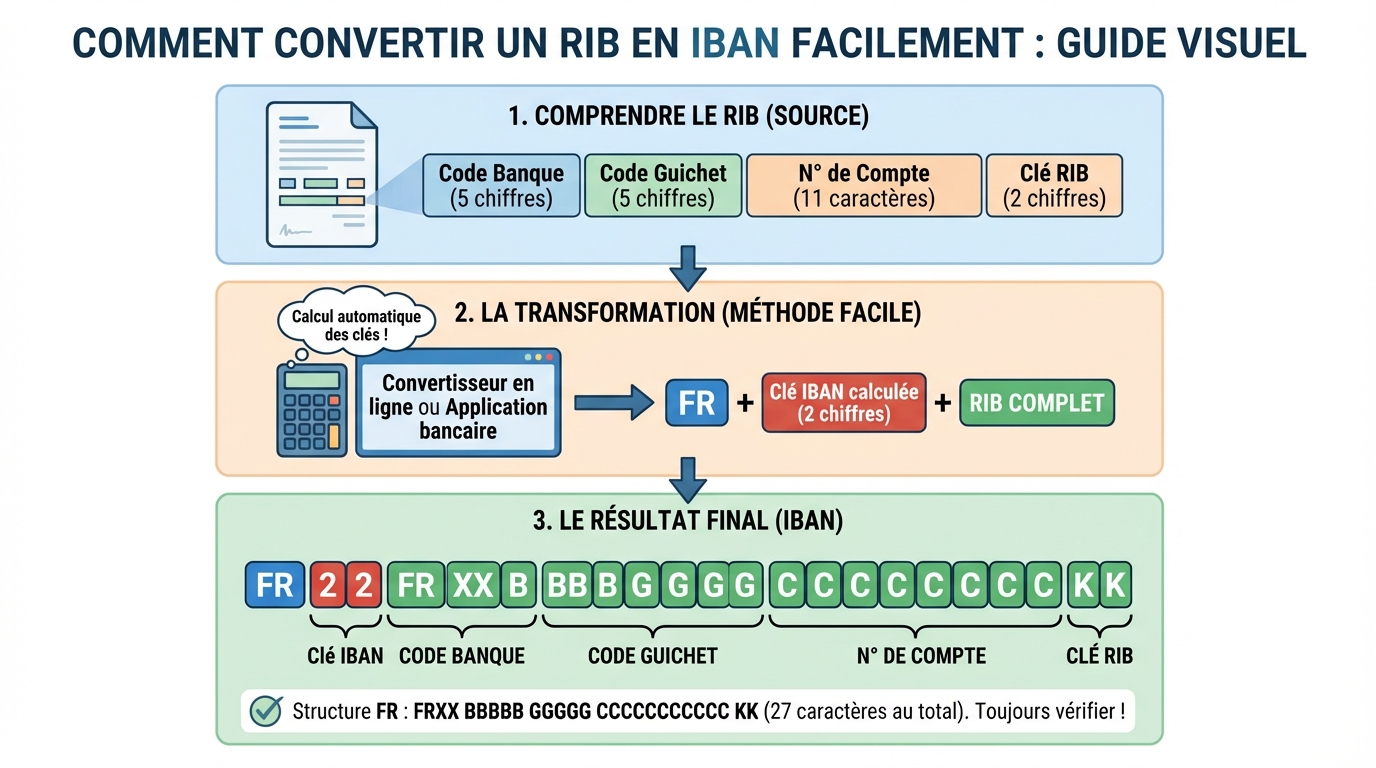 Comment convertir un RIB en IBAN facilement 1 Comment convertir un RIB en IBAN ?