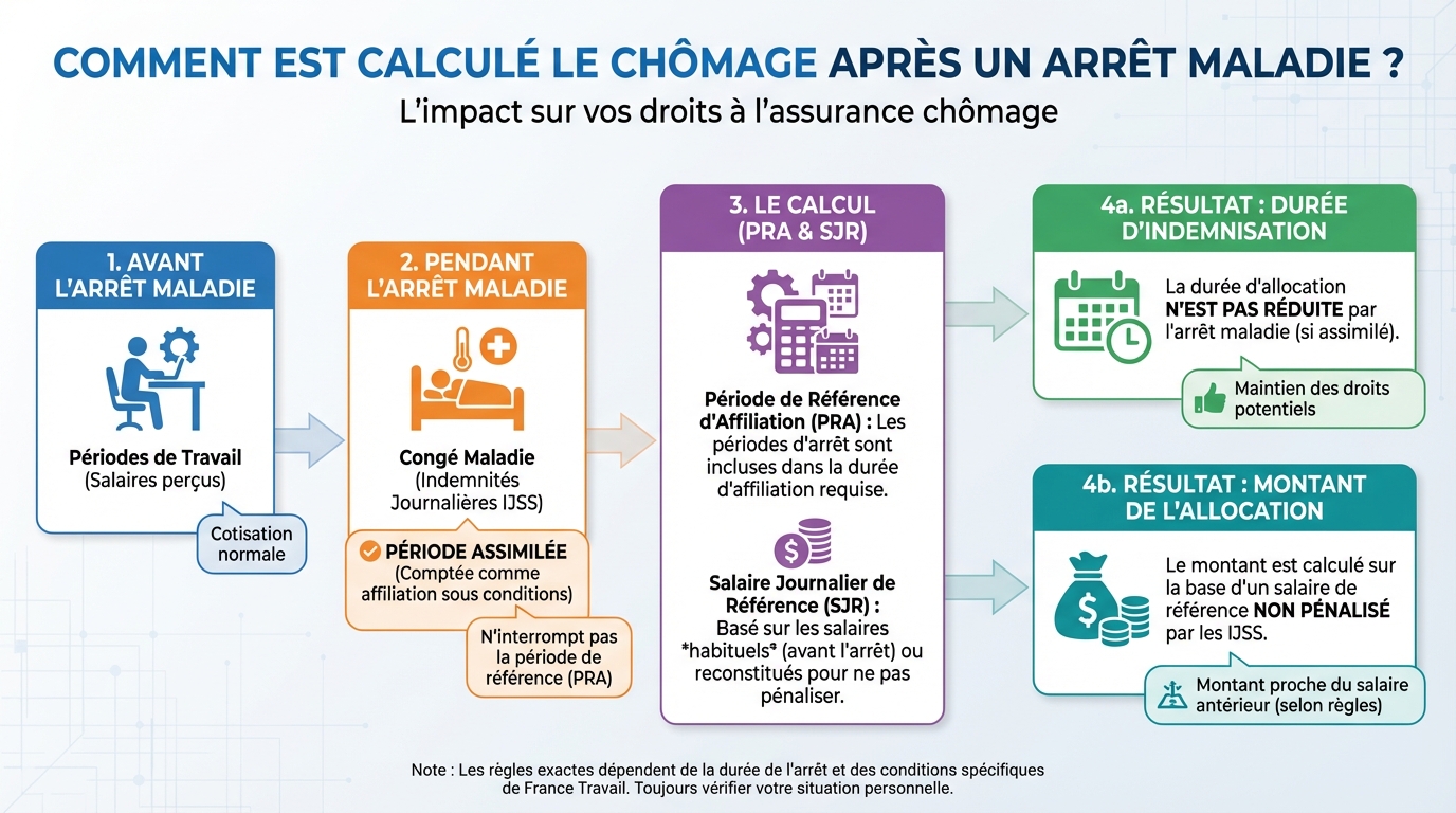 Comment est calculé le chômage après un arrêt maladie ? 1 Comment calculer ses indemnités chômage après un arrêt maladie
